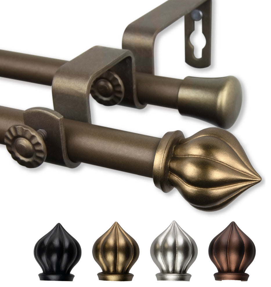 Meda 5/8" Double Curtain Rod Antique Gold