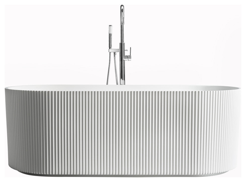 Momo Freestanding Acrylic Bathtub, White, 59 Inch.