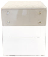 Pasargad Home Tribecca Acrylic and Velvet Stool, White