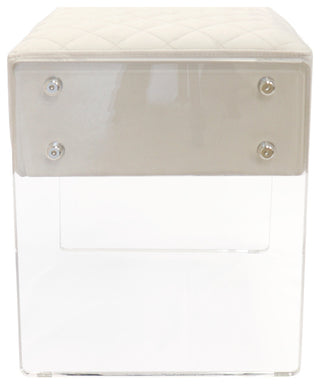 Pasargad Home Tribecca Acrylic and Velvet Stool, White