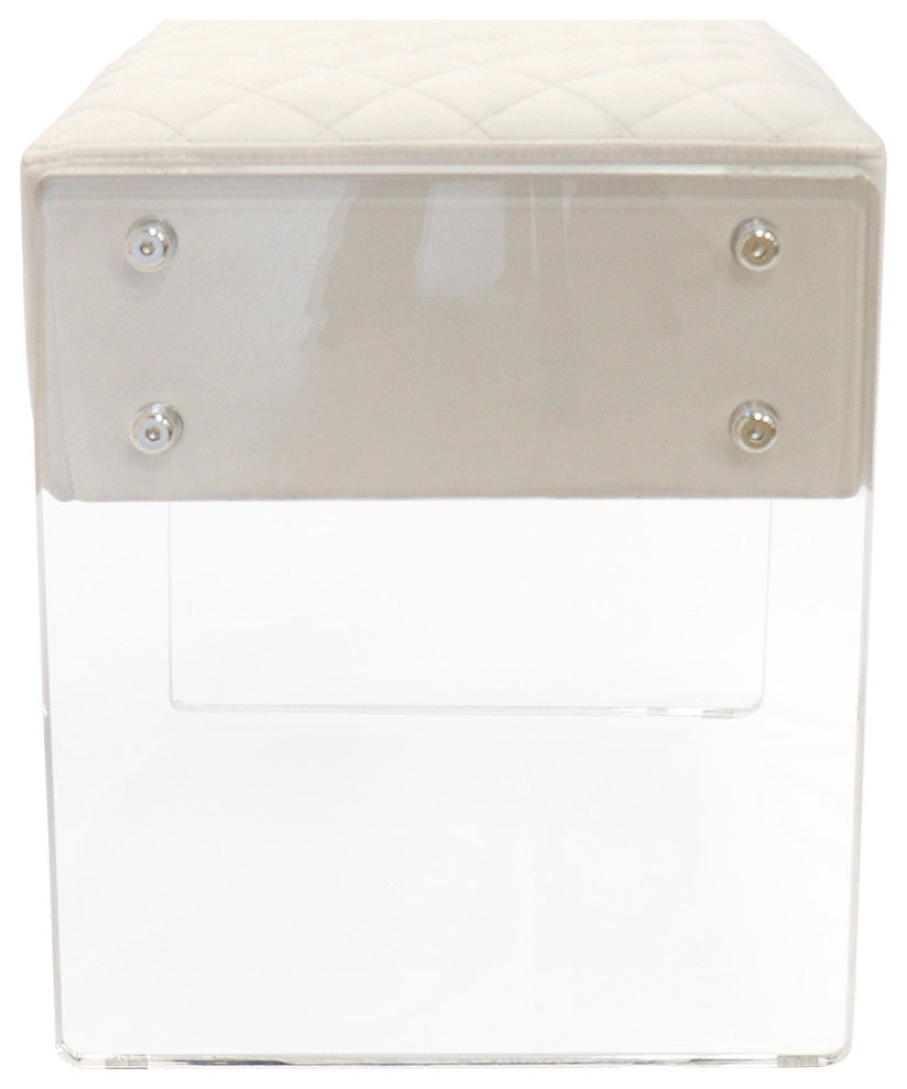 Pasargad Home Tribecca Acrylic and Velvet Stool, White