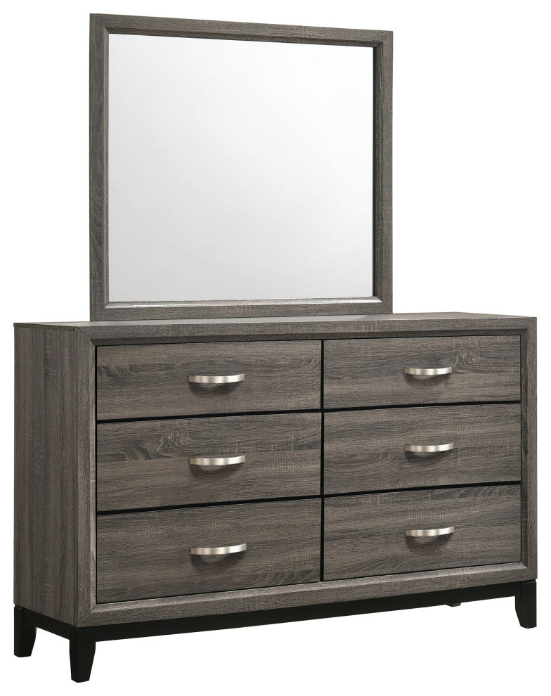 Watson 6-drawer Dresser With Mirror Grey Oak