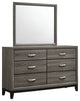 Watson 6-drawer Dresser With Mirror Grey Oak