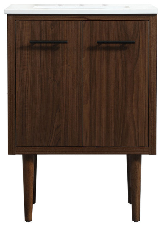 Home Living 19" Midcentury Modern Walnut-Light Bathroom Vanity