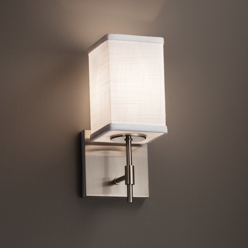 Textile Union 1-Light Short Wall Sconce, Square With Flat Rim