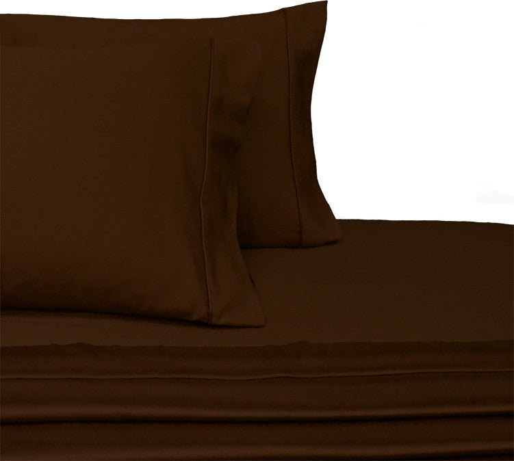 600TC 100% Cotton Attached Waterbed Sheet Set, Chocolate, King/Cal King