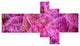 Pink Fractal Dramatic Clouds, Abstract Canvas Wall Art, 60"x32", 5 panels