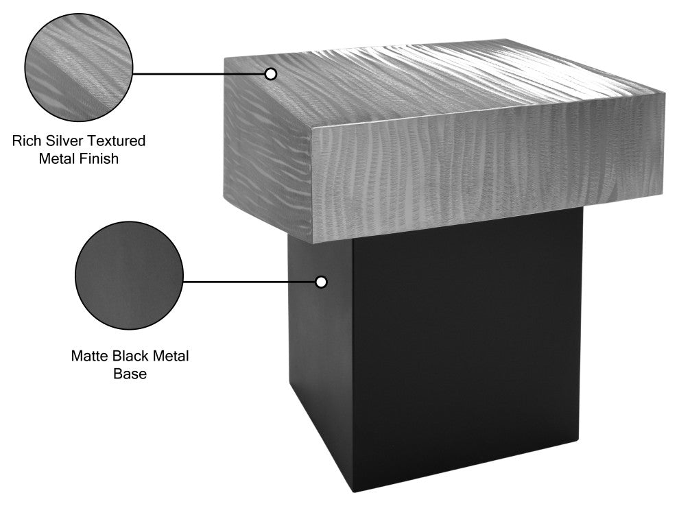 Palladium Textured Metal End Table, Silver