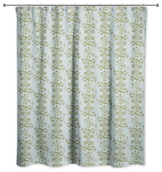 Green Floral Crest 71x74 Shower Curtain