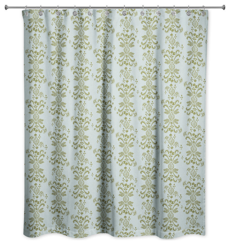 Green Floral Crest 71x74 Shower Curtain