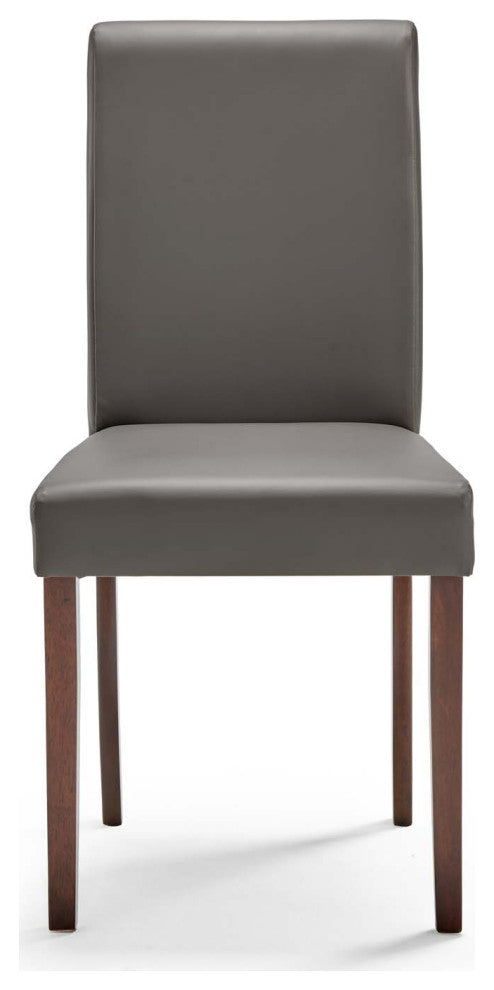 Side Chair and Table Set, Faux Leather, Drak Brown Gray, Modern, Bistro