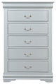Benzara BM194254 Spacious Five Drawer Wooden Chest with Bracket Base, Gray
