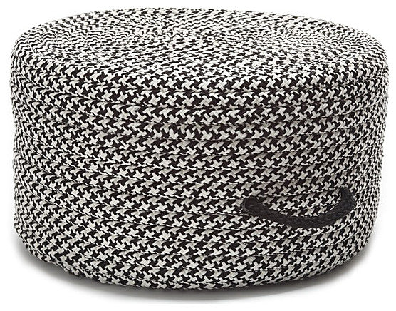 Colonial Mills Pouf Houndstooth Pouf Black Round