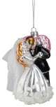 5.25" Bride and Groom Glass Wedding Christmas Ornament