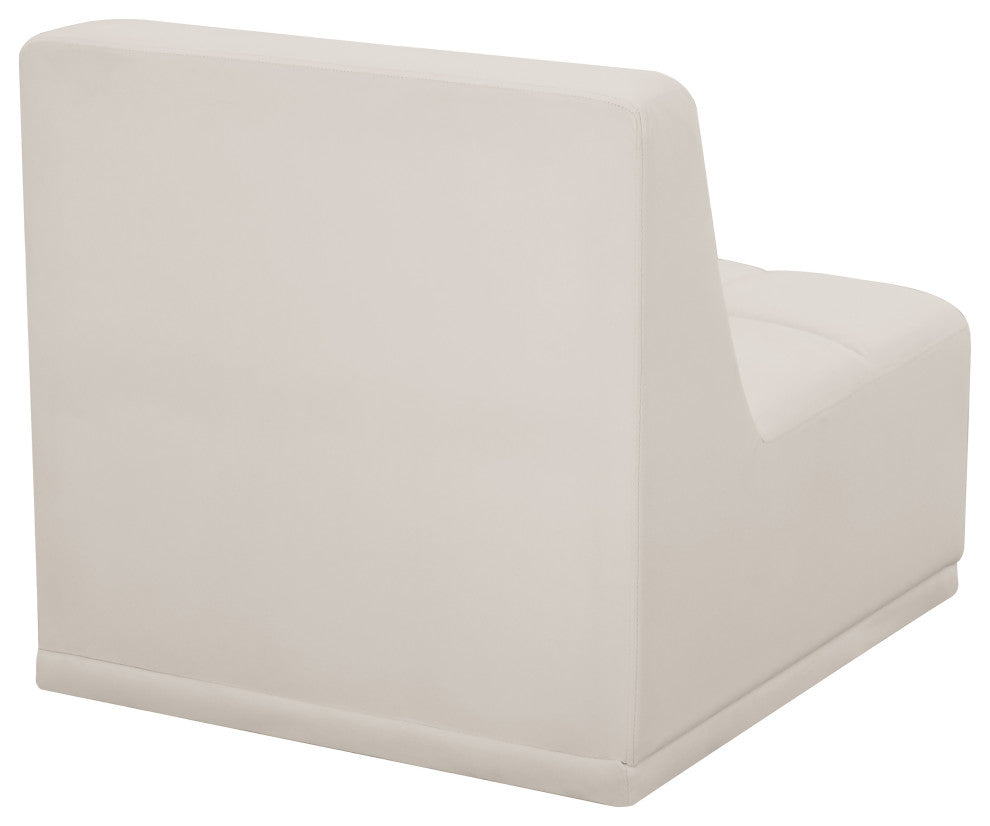Relax Velvet Upholstered Armless Chair, Cream