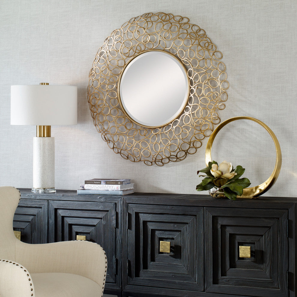 Uttermost 09850 Swirl Round Gold Mirror