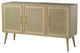 Benzara BM285268 TV Media Entertainment Console, 3 Rattan Doors, Modern, Brown