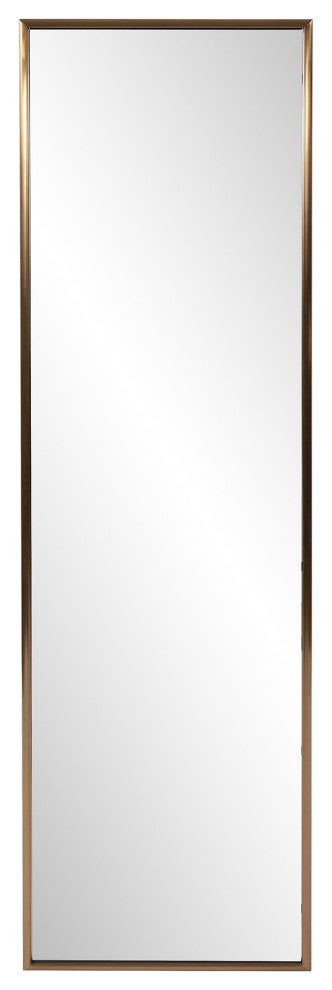 Antiqued Brushed Brass Rectangular Full Length Wall Mirror