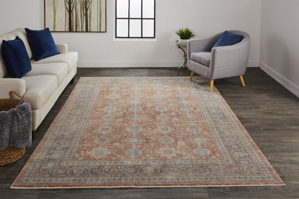 Weave & Wander Gilford Rust/Blue 9'6"x12'7" Power Loomed Area Rug