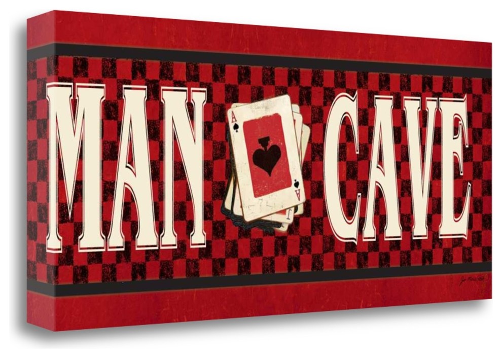 "Man Cave - Red" By Jo Moulton,Ready to Hang Giclee Print on Gallery Wrap Canvas