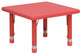 24" Square Red Plastic Height Adjustable Activity Table