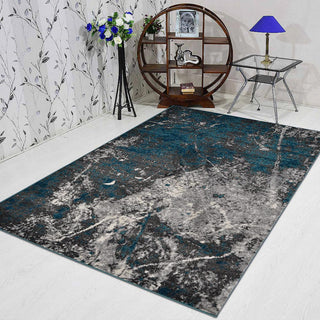 MACHINE MADE HEATSET POLYPROPYLENE AREA RUGS -Silver Ivory Color,Abstract Design, [Rectangle] 9'x12'