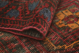 Fine Vintage Distressed Nozimjon Red/Charcoal Runner, 3'2 x 6'6