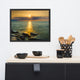 Sun Ray on the Water Coastal Landscape Framed Photo Paper Wall Art Print, Black, 16" X 20"