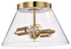 Dover 2-Light Small Flush Mount Fixture, Vintage Brass With Clear Glass