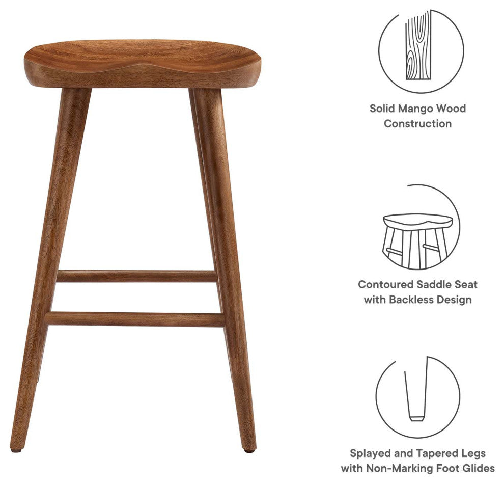 Saville Backless Wood Counter Stools - Set of 2