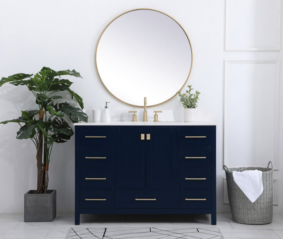 Iris 48" Single Bathroom Vanity, Blue With Backsplash