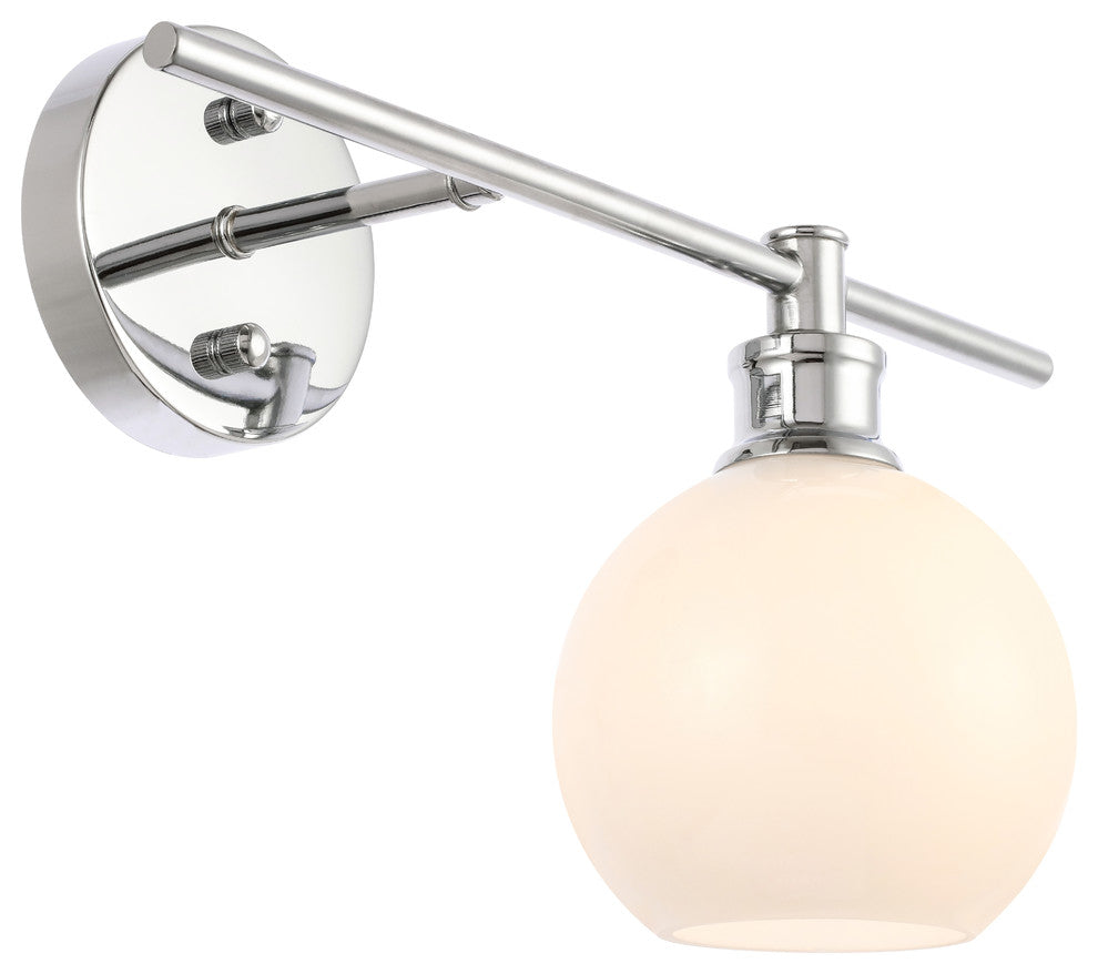 Chrome Finish And Frosted White Glass 1-Light Right Wall Sconce