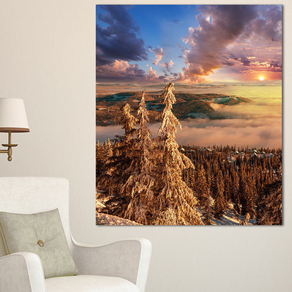 Beautiful Jungle with Fog At Sunset, Oversized Landscape Canvas Art, 30"x40"