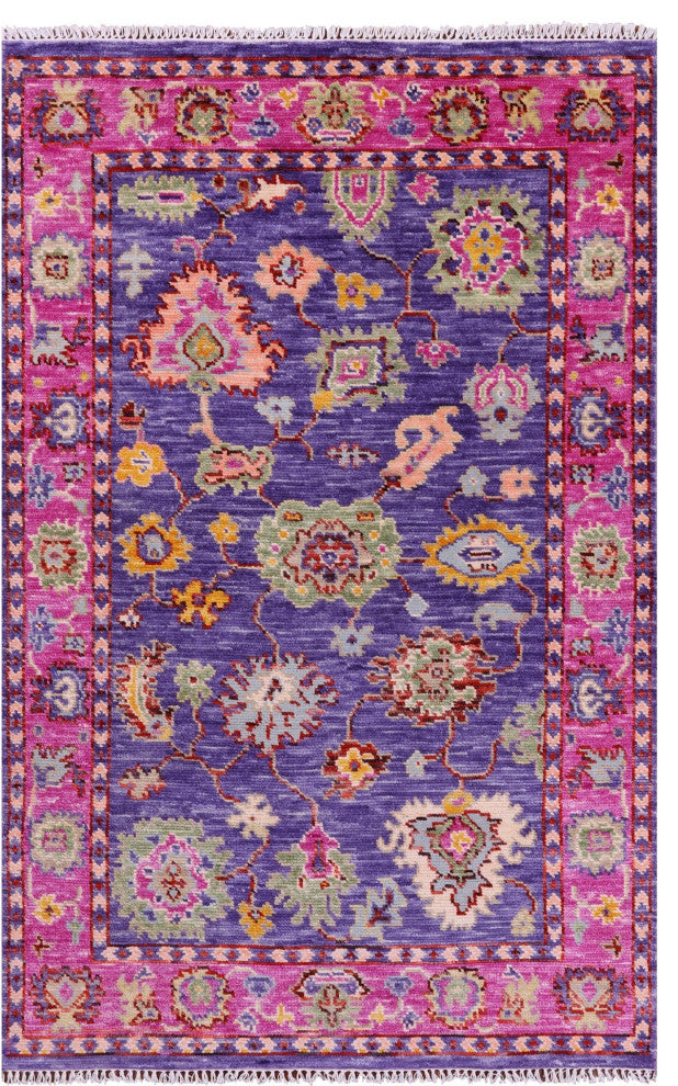 Turkish Oushak Hand Knotted Wool Rug 4' 0" X 6' 4" - Q15886