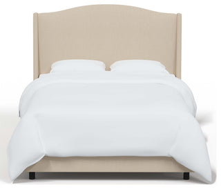 Camelback Wingback Bed, Linen Linen, Queen
