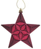 12ct Matte Glittered Star Shatterproof Christmas Ornaments, Burgundy, 5"