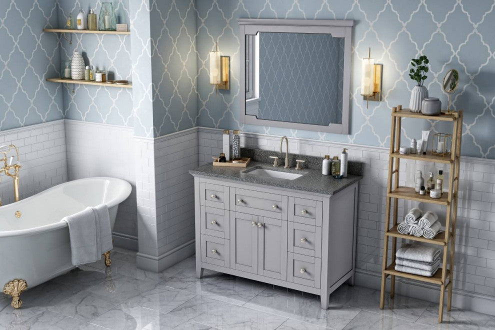 Chatham Traditional 48" Grey Single Sink Vanity, Boulder Cultured Marble Vanity