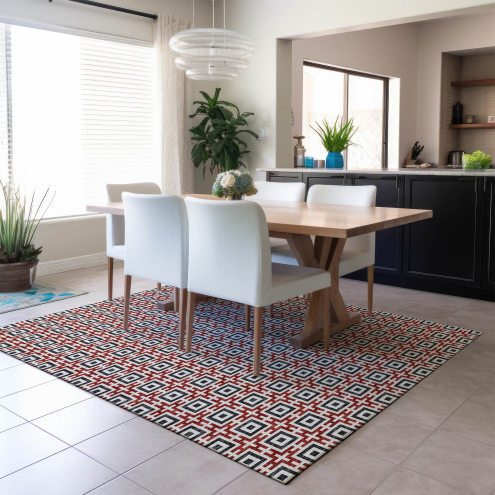 Indoor/Outdoor Marlo MO1 Red Machine Washable 10' x 14' Rug