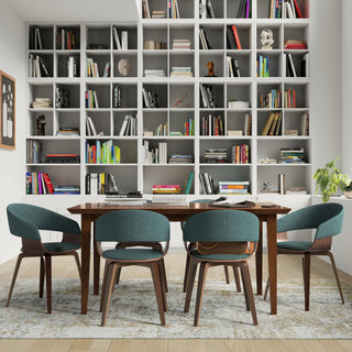 Draper Solid Wood Mid Century Rectangle Dining Table, Walnut Veneer