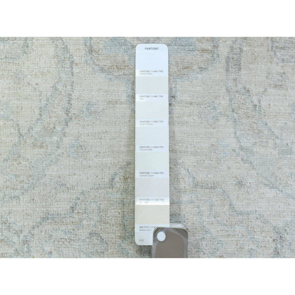 Ivory, Soft Wool Hand Knotted, White Wash Peshawar XL Runner Rug, 2'6"x19'4"
