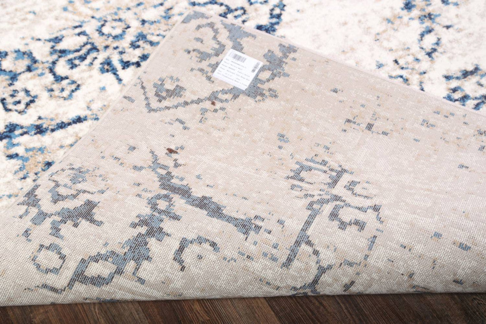 Transitional Agra Distressed Oriental Area Rug, Beige, Runner 10''