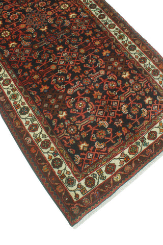 Fine Vintage Distressed Gala Charcoal/Ivory Runner, 3'8 x 16'5