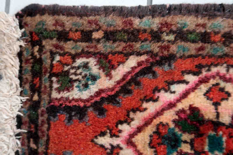 Handmade Vintage Persian Hamadan Mat 1.1'x1.7', 35cmx53cm, 1970s