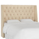 Williams California King Nail Button Tufted Wingback Headboard, Velvet Pearl