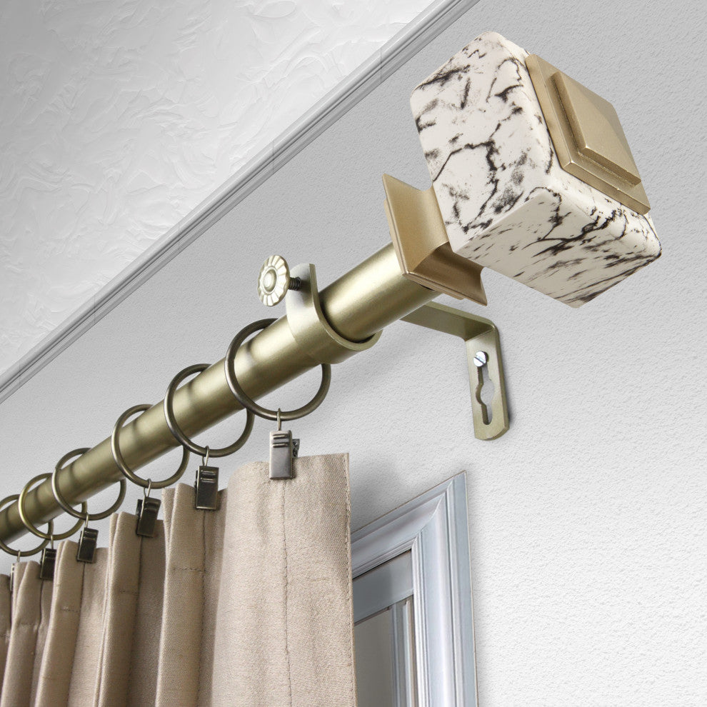 Brielle 1" Diameter Curtain Rod, Gold, 120-170"