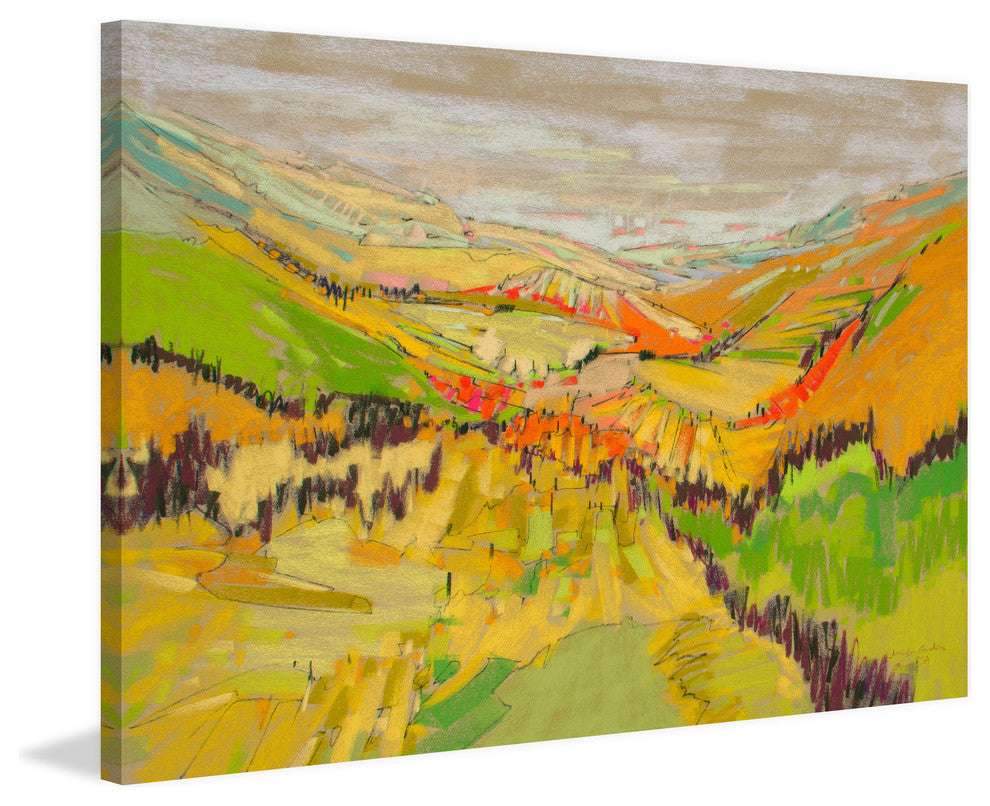 "Patchwork Hills VII" Painting Print on Wrapped Canvas, 60x40
