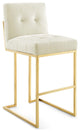 Privy Gold Stainless Steel Performance Velvet Bar Stool Gold Ivory