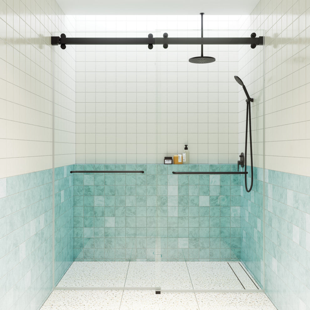 Polaris 60 in. x 78 in. Sliding Bypass Shower Doors, Matte Black
