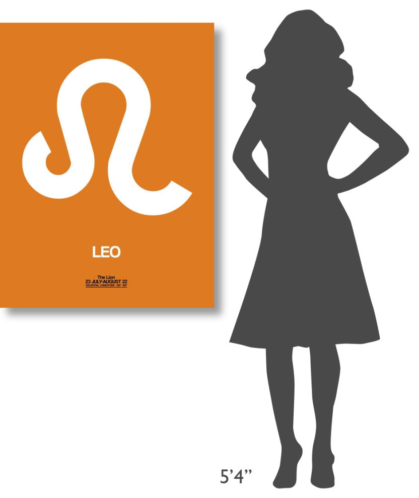 "Leo Zodiac Sign White on Orange" Fine Art Print