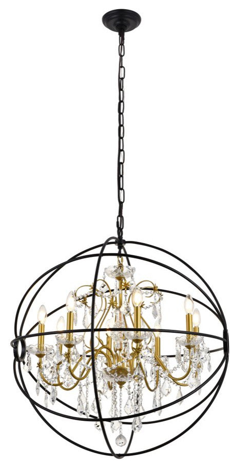 Cory 8-Light Black and Gold Crystal Pendant